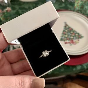 Square Sparkle Halo Ring Pandora Size 6 Diamond